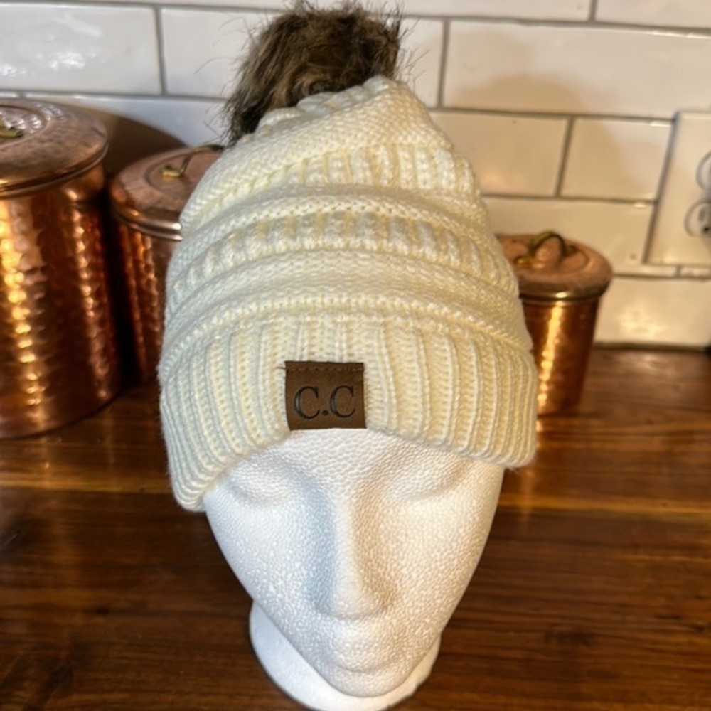 COPY - C C branded slouchy hat!! Beanie. New with Pom Pom